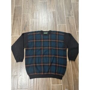 Vintage Peter Scott Wool Angora Sweater Plaid Scotland Mens XL